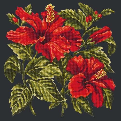 Hibiscus Needlepoint Kit Elizabeth Bradley Design Black