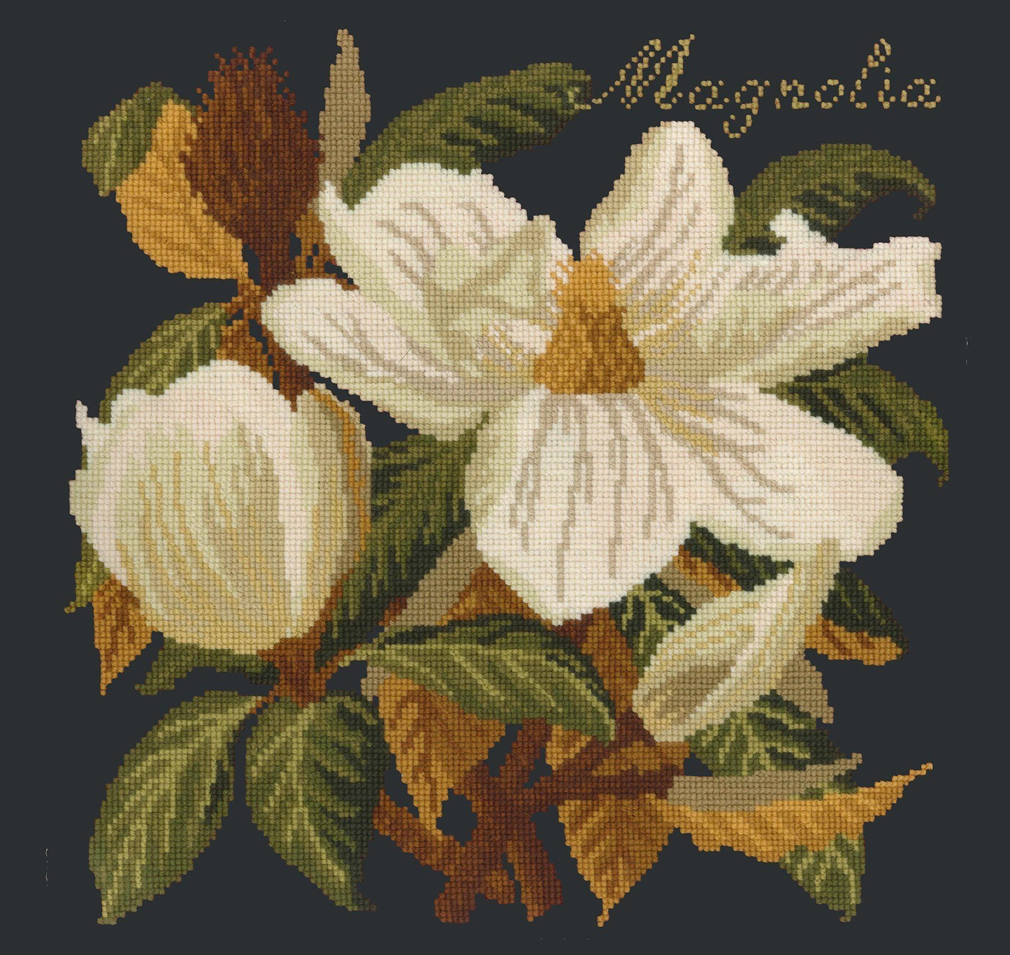 Magnolia Needlepoint Kit Elizabeth Bradley Design Black