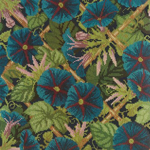 Morning Glory Trellis Needlepoint Kit Elizabeth Bradley Design Black