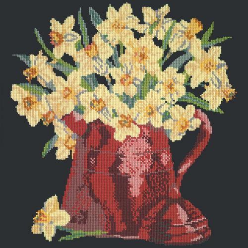 Narcissi Pot Needlepoint Kit Elizabeth Bradley Design Black