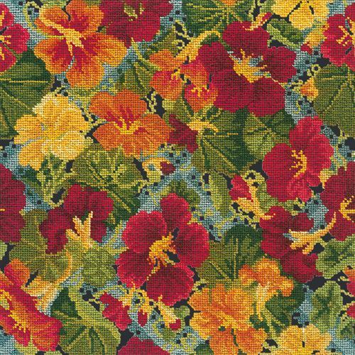 Nasturtium Trellis Needlepoint Kit Elizabeth Bradley Design Black
