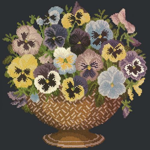 Pansy Bowl Needlepoint Kit Elizabeth Bradley Design Black