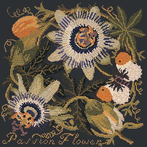 Passion Flower Needlepoint Kit Elizabeth Bradley Design Black