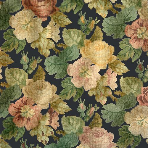 Repeating Roses Needlepoint Kit Elizabeth Bradley Design Black
