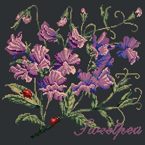 Sweetpea Needlepoint Kit Elizabeth Bradley Design Black