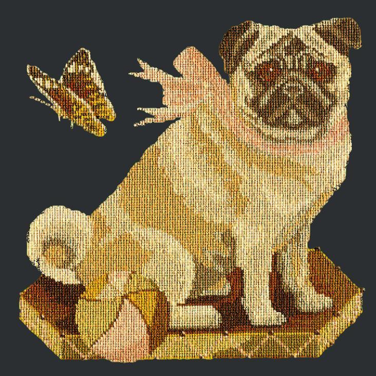 Toby the Pug Needlepoint Kit Elizabeth Bradley Design Black