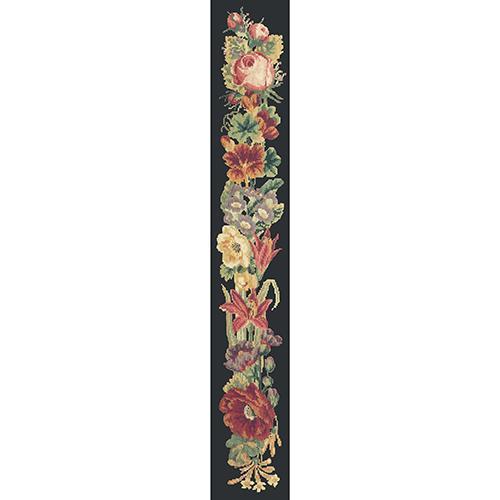 Victorian Flower Bell Pull Needlepoint Kit Elizabeth Bradley Design Black