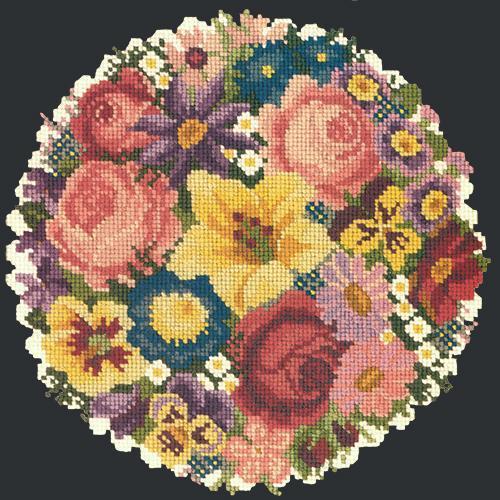 Victorian Posy Needlepoint Kit Elizabeth Bradley Design Black