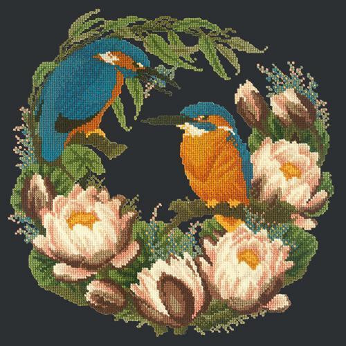 Water Lilies Needlepoint Kit Elizabeth Bradley Design Black