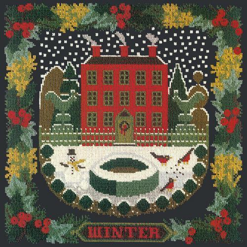 Winter Sampler Needlepoint Kit Elizabeth Bradley Design Black