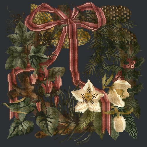 Winter Wreath Needlepoint Kit Elizabeth Bradley Design Black