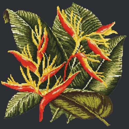 Heliconia Needlepoint Kit Elizabeth Bradley Design Black 