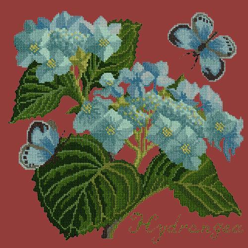 Hydrangea Needlepoint Kit Elizabeth Bradley Design Dark Red 