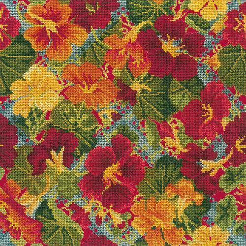 Nasturtium Trellis Needlepoint Kit Elizabeth Bradley Design Bright Red 