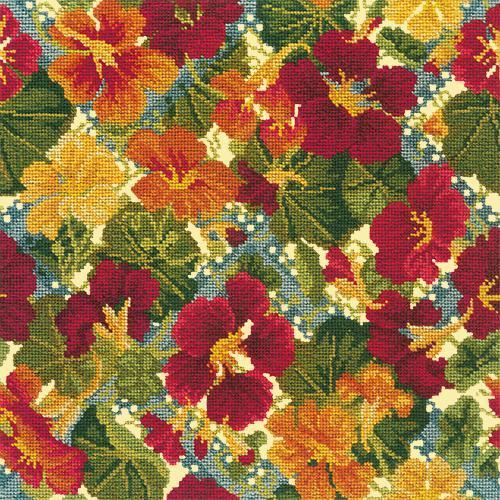 Nasturtium Trellis Needlepoint Kit Elizabeth Bradley Design Butter Yellow 