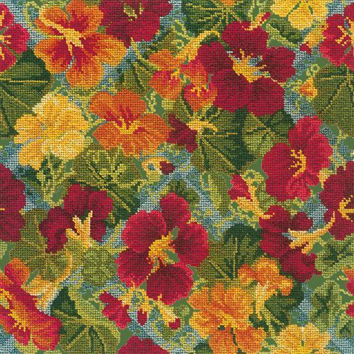 Nasturtium Trellis Needlepoint Kit Elizabeth Bradley Design Dark Green 