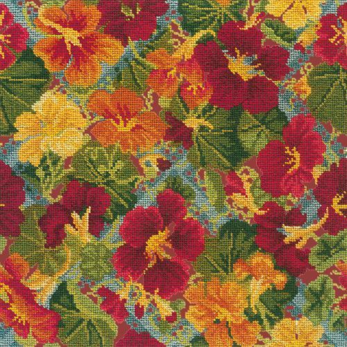 Nasturtium Trellis Needlepoint Kit Elizabeth Bradley Design Dark Red 