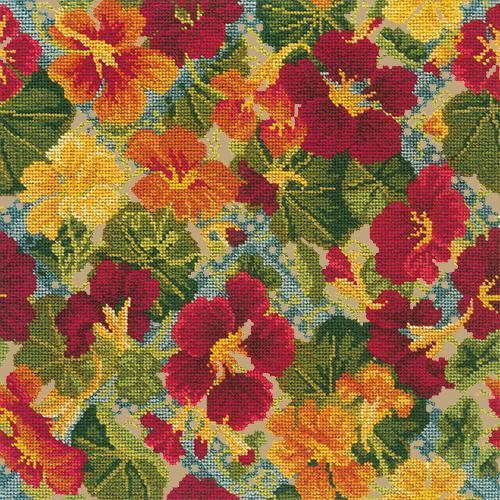 Nasturtium Trellis Needlepoint Kit Elizabeth Bradley Design Sand 