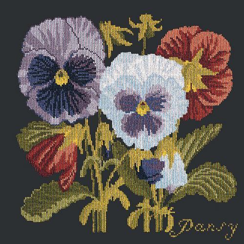 Pansy Needlepoint Kit Elizabeth Bradley Design Black 