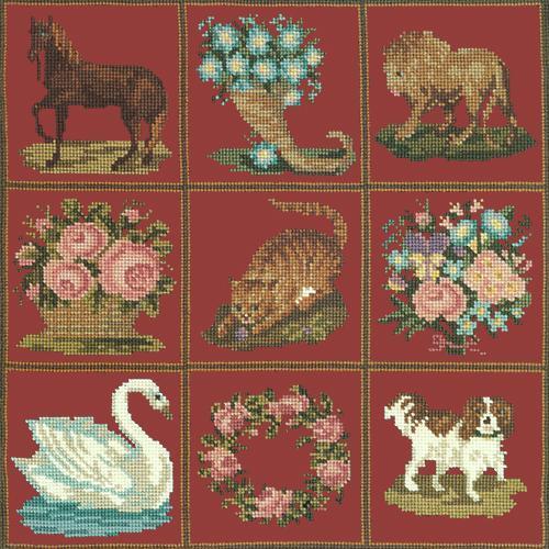 Patchwork Pieces Needlepoint Kit Elizabeth Bradley Design Dark Red 