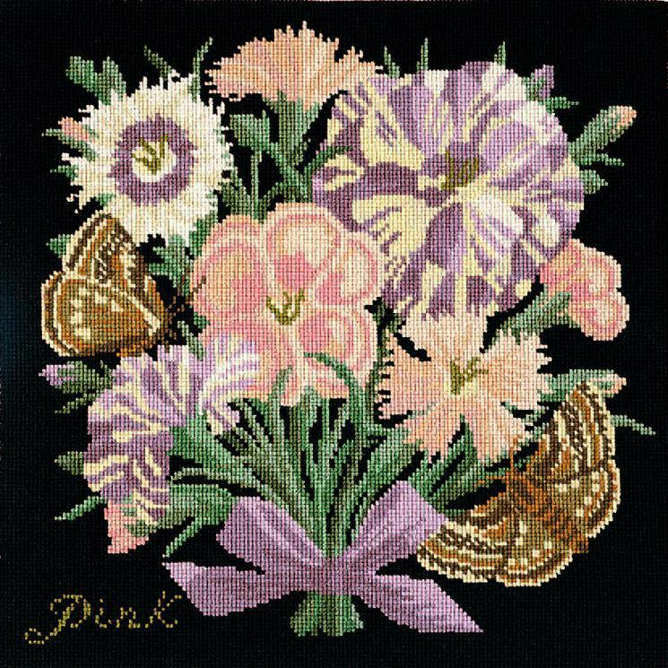Pink Needlepoint Kit Elizabeth Bradley Design Black 