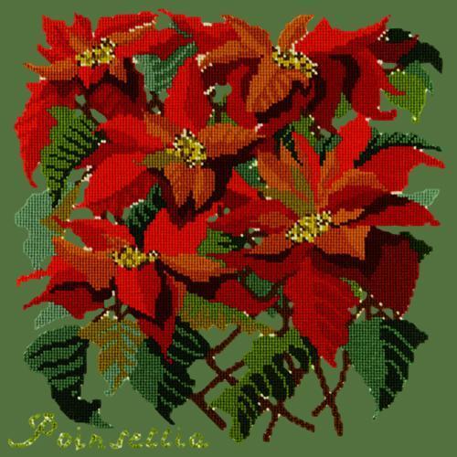Poinsettia Needlepoint Kit Elizabeth Bradley Design Dark Green 