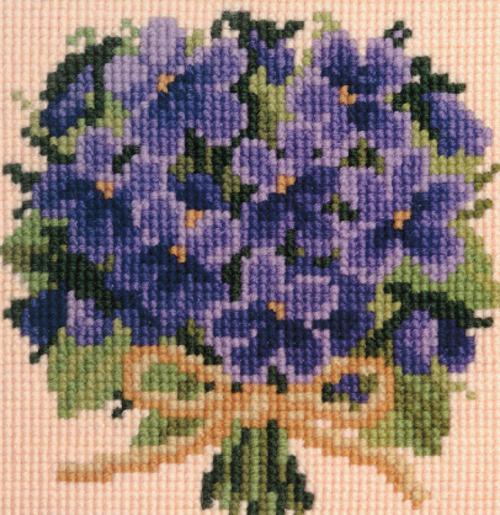 Posy of Violets Mini Kit Needlepoint Kit Elizabeth Bradley Design 
