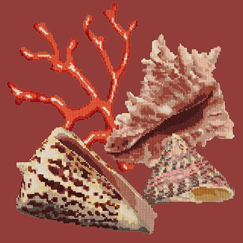 Red Coral Needlepoint Kit Elizabeth Bradley Design Dark Red 