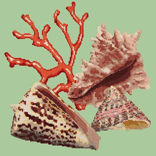 Red Coral Needlepoint Kit Elizabeth Bradley Design Pale Green 
