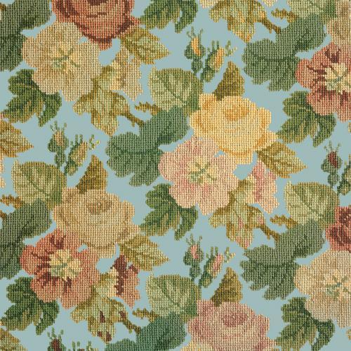 Repeating Roses Needlepoint Kit Elizabeth Bradley Design Pale Blue 