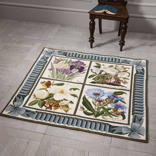 Ribbon and Bow Border Carpet Border Elizabeth Bradley Starter Kit (Four Corners) Blue Cream