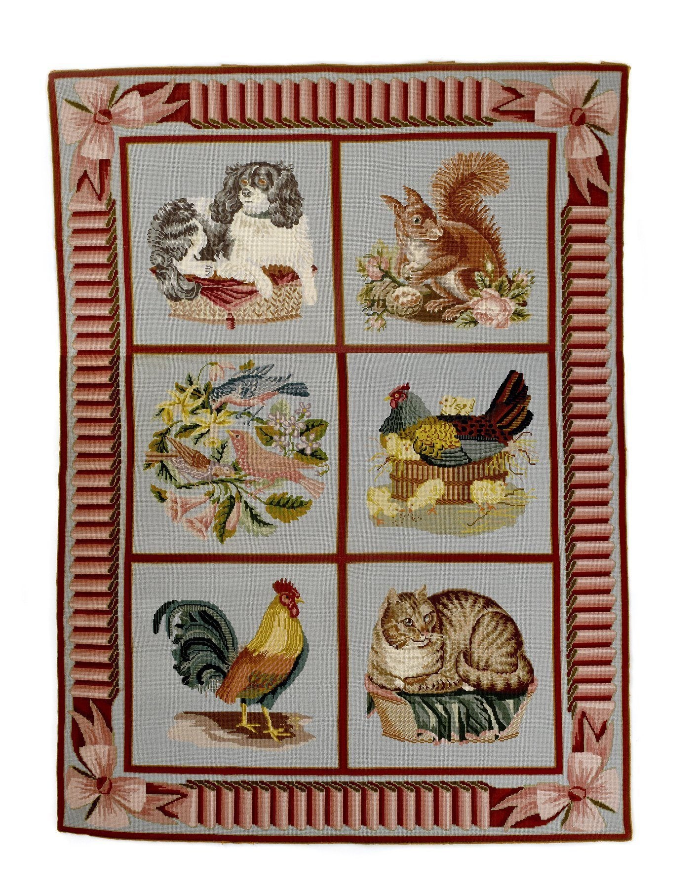 Ribbon and Bow Border Carpet Border Elizabeth Bradley Starter Kit (Four Corners) Red Cream