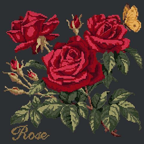 Rose Needlepoint Kit Elizabeth Bradley Design Black 