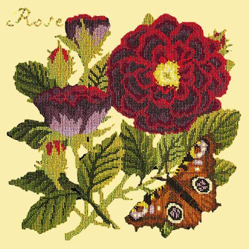 Rose Needlepoint Kit Elizabeth Bradley Design Butter Yellow 