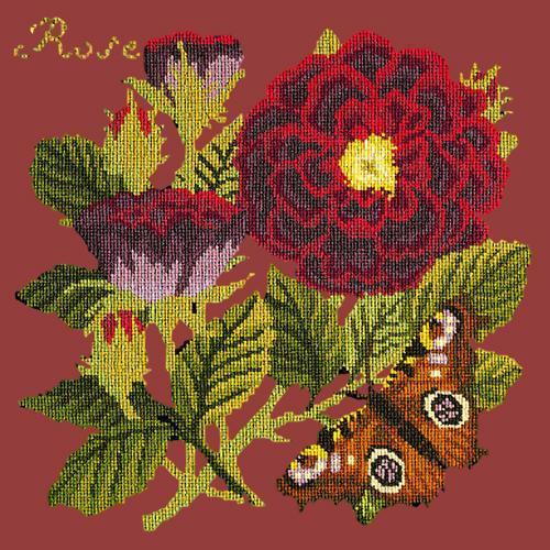 Rose Needlepoint Kit Elizabeth Bradley Design Dark Red 