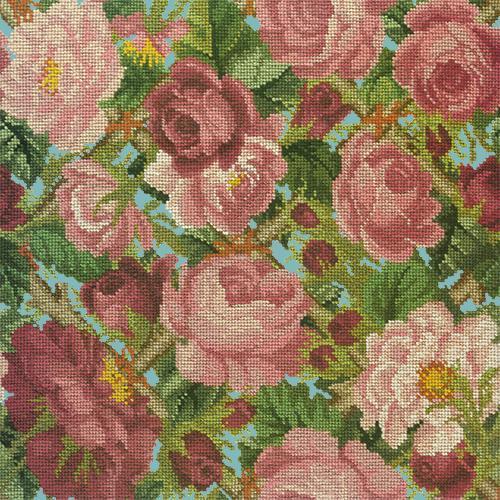 Rose Trellis Needlepoint Kit Elizabeth Bradley Design Duck Egg Blue 