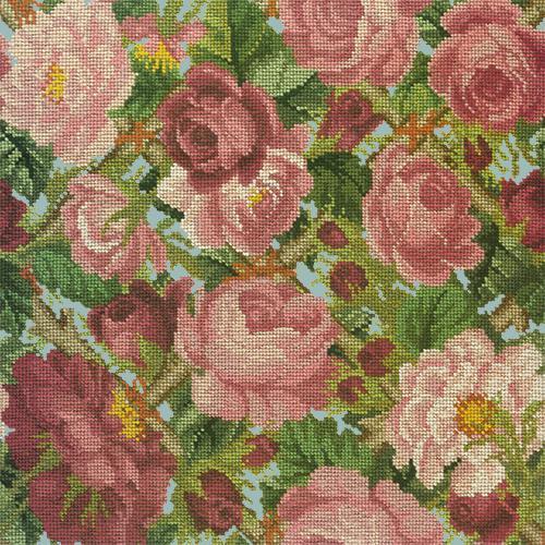 Rose Trellis Needlepoint Kit Elizabeth Bradley Design Pale Blue 