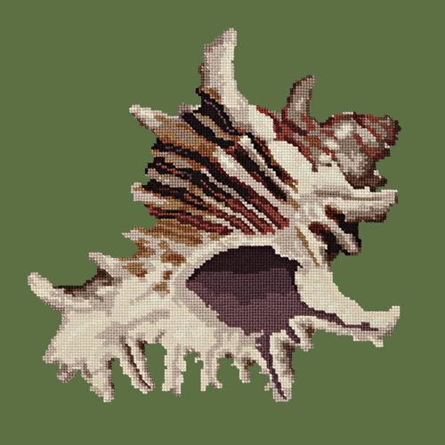 Spiky Conch Needlepoint Kit Elizabeth Bradley Design Dark Green 