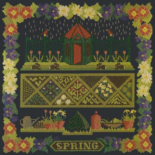 Spring Sampler Needlepoint Kit Elizabeth Bradley Design Black 