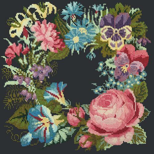 Summer Wreath Needlepoint Kit Elizabeth Bradley Design Black 