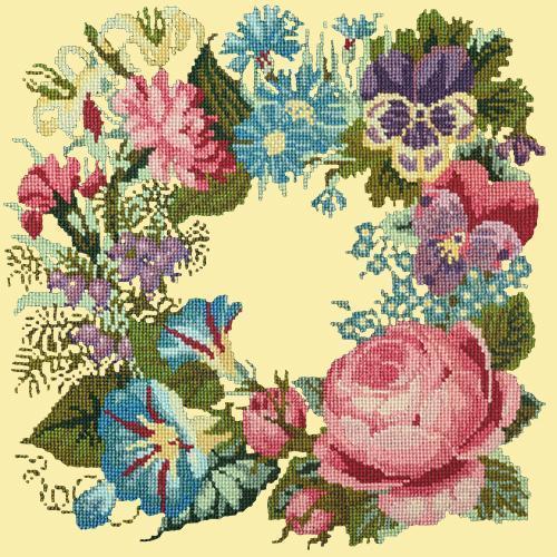 Summer Wreath Needlepoint Kit Elizabeth Bradley Design Butter Yellow 