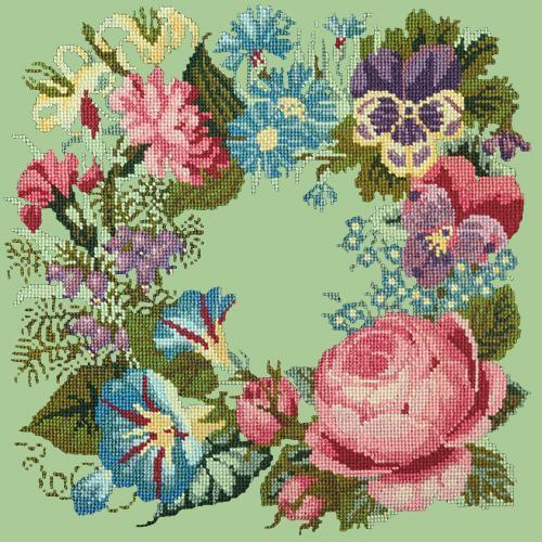 Summer Wreath Needlepoint Kit Elizabeth Bradley Design Pale Green 