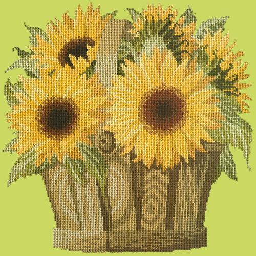 Sunflower Basket Needlepoint Kit Elizabeth Bradley Design Pale Lime 