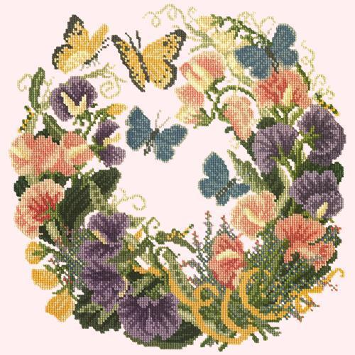 Sweetpeas Needlepoint Kit Elizabeth Bradley Design Cream 