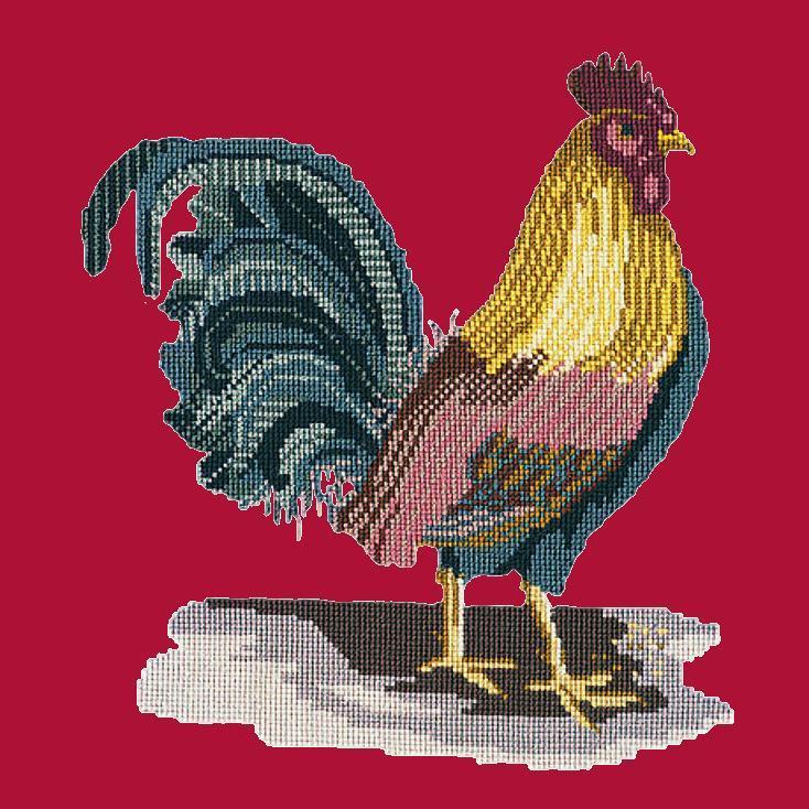 The Cockerel Needlepoint Kit Elizabeth Bradley Design Bright Red 