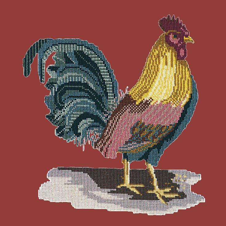 The Cockerel Needlepoint Kit Elizabeth Bradley Design Dark Red 