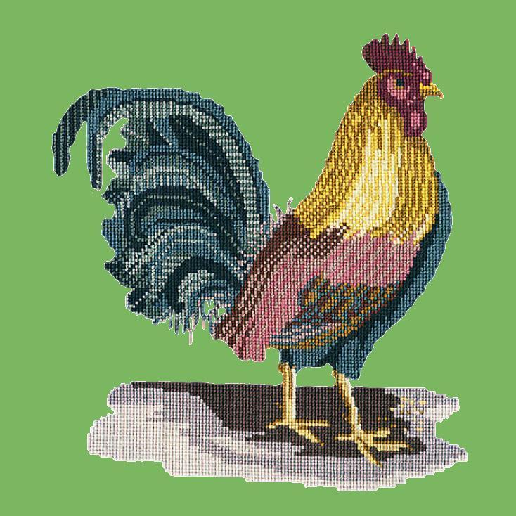 The Cockerel Needlepoint Kit Elizabeth Bradley Design Grass Green 