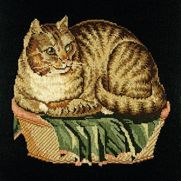 The Contented Cat Needlepoint Kit Elizabeth Bradley Design Black 