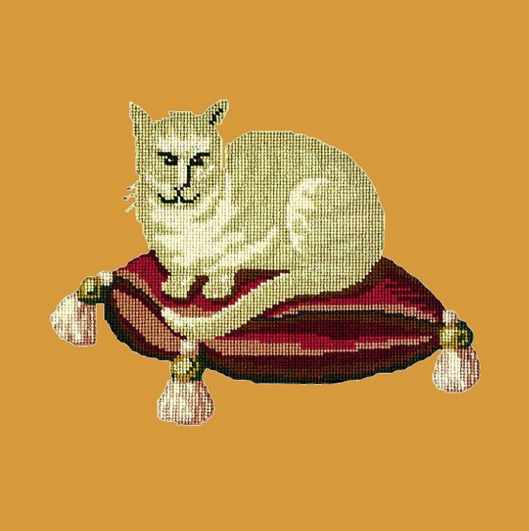 The Cream Cat Needlepoint Kit Elizabeth Bradley Design Yellow 